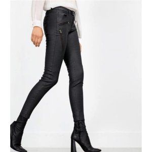 Zara Z1975 Moto Biker Skinny Waxed Jeans